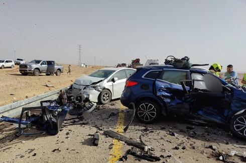 זירת התאונה הקשה על כביש הערבה